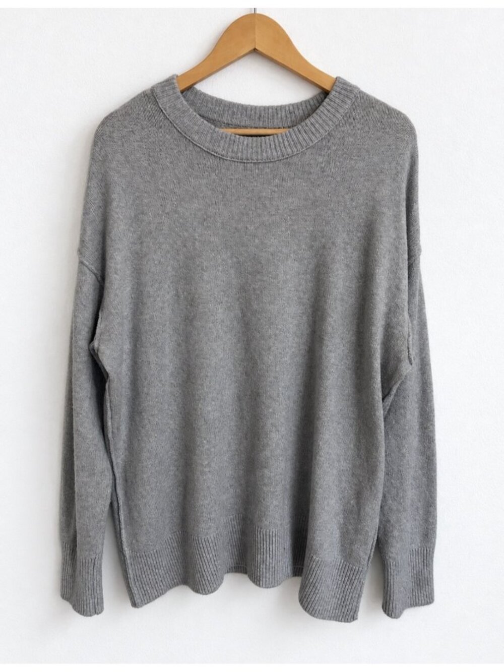 Aerie Sweater Oversized Crewneck Cotton Blend Cozy Heather Gray Women’s M